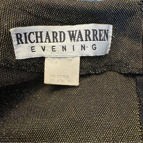 Richard Warren Black & Metallic Gold V-Neck Asymmetrical Hem Side Gathered Top - Picture 8 of 9